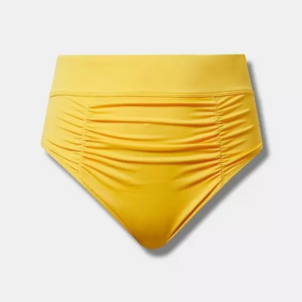 Torrid Women's Plus Size Yellow High Waist Cheeky  Ruched Bikini Bottom 2X NWT